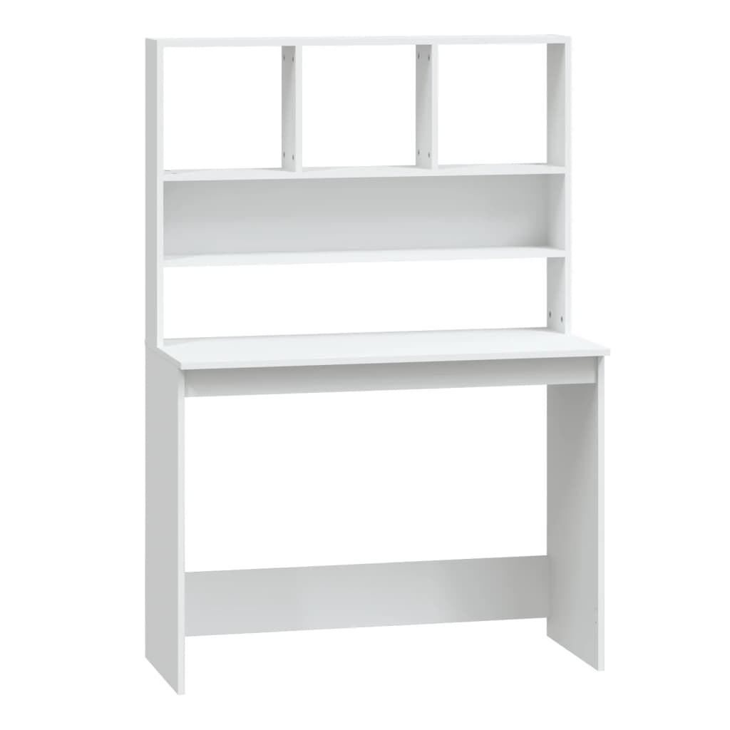 vidaXL Γραφείο με Ράφια Λευκό 102x45x148 εκ. από Επεξεργασμένο Ξύλο