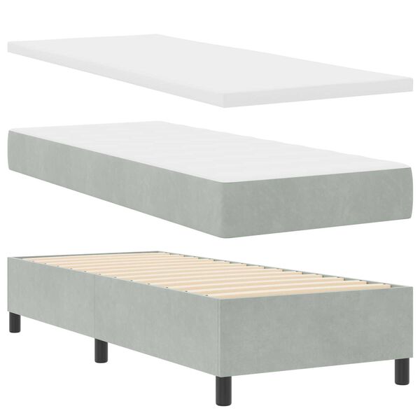 vidaXL Κρεβάτι Box Spring LED με Στρώμα Ανοιχτό γκρι 80 x 200 cm
