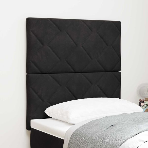 vidaXL LED Κεφαλάρι με φώτα λωρίδας LED Geometric Μαύρο 80 cm Βελούδο