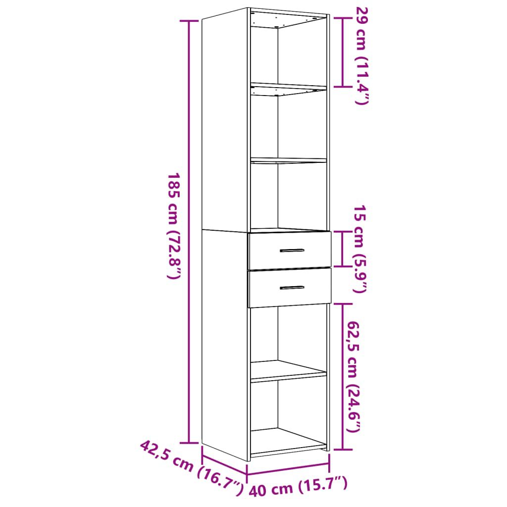 vidaXL Ντουλάπι Καπνιστή Δρυς 40x42,5x185 εκ. από Επεξεργασμένο Ξύλο