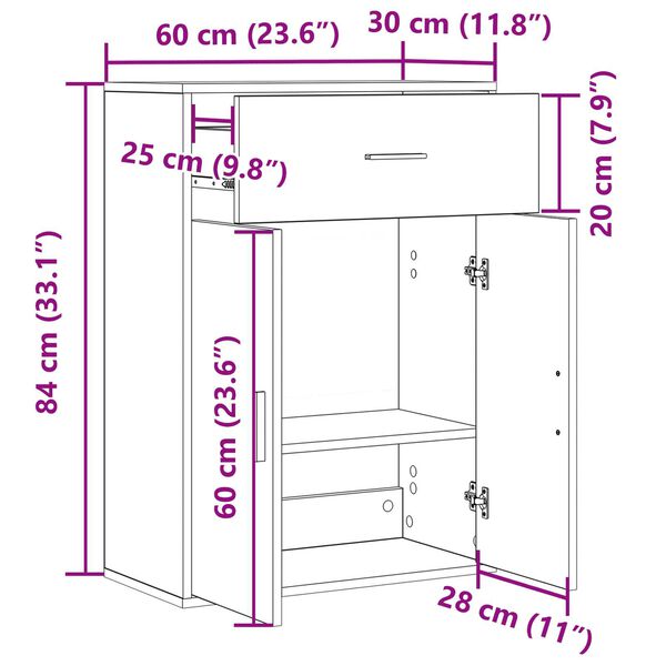 vidaXL Πλαϊνό γραφείο artisan δρυς 79 x 38 x 80 εκ. Επεξεργασμένο ξύλο