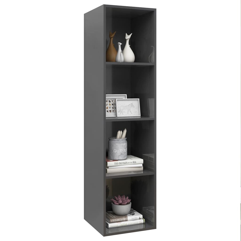 vidaXL Έπιπλο Τηλεόρασης Κρεμαστό Γυαλ.Γκρι 37x37x142,5 εκ Επεξ. Ξύλο