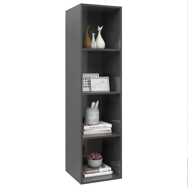 vidaXL Έπιπλο Τηλεόρασης Κρεμαστό Γυαλ.Γκρι 37x37x142,5 εκ Επεξ. Ξύλο