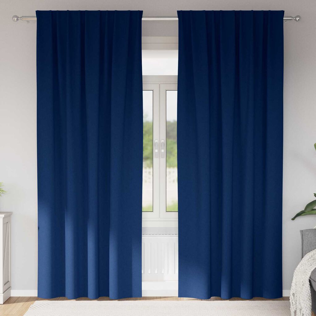 vidaXL Κουρτίνες 2 pcs Σκούρο Μπλε 260 x 140 εκ. Πολυεστέρας