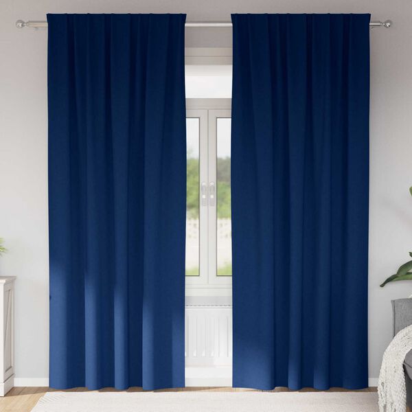 vidaXL Κουρτίνες 2 pcs Σκούρο Μπλε 260 x 140 εκ. Πολυεστέρας
