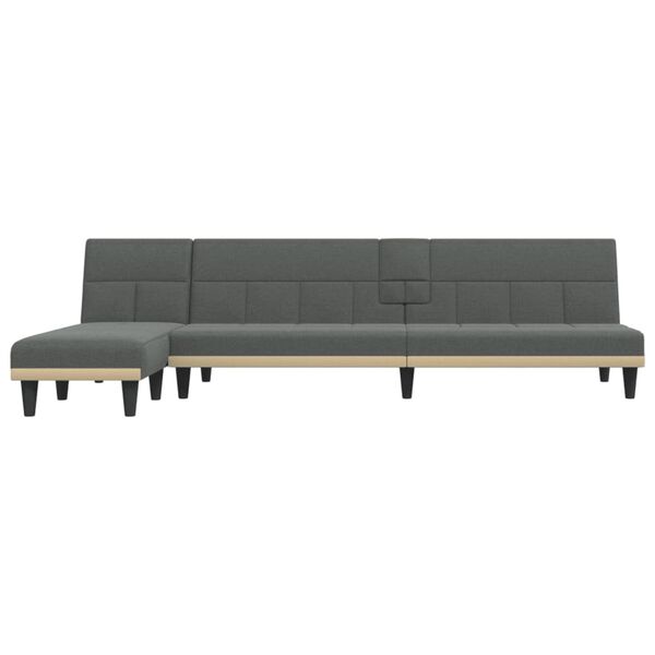 vidaXL Καναπές Κρεβάτι Γωνιακός Σκούρο Γκρι 255x140x70 εκ. Υφασμάτινος
