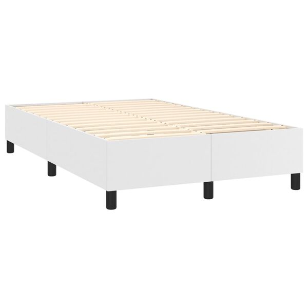 vidaXL Κρεβάτι Boxspring με Στρώμα Λευκό 120x200εκ.από Συνθετικό Δέρμα
