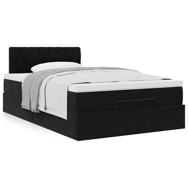 vidaXL Οθωμανικό κρεβάτι με στρώμα Μαύρο 120x200cm Velvet