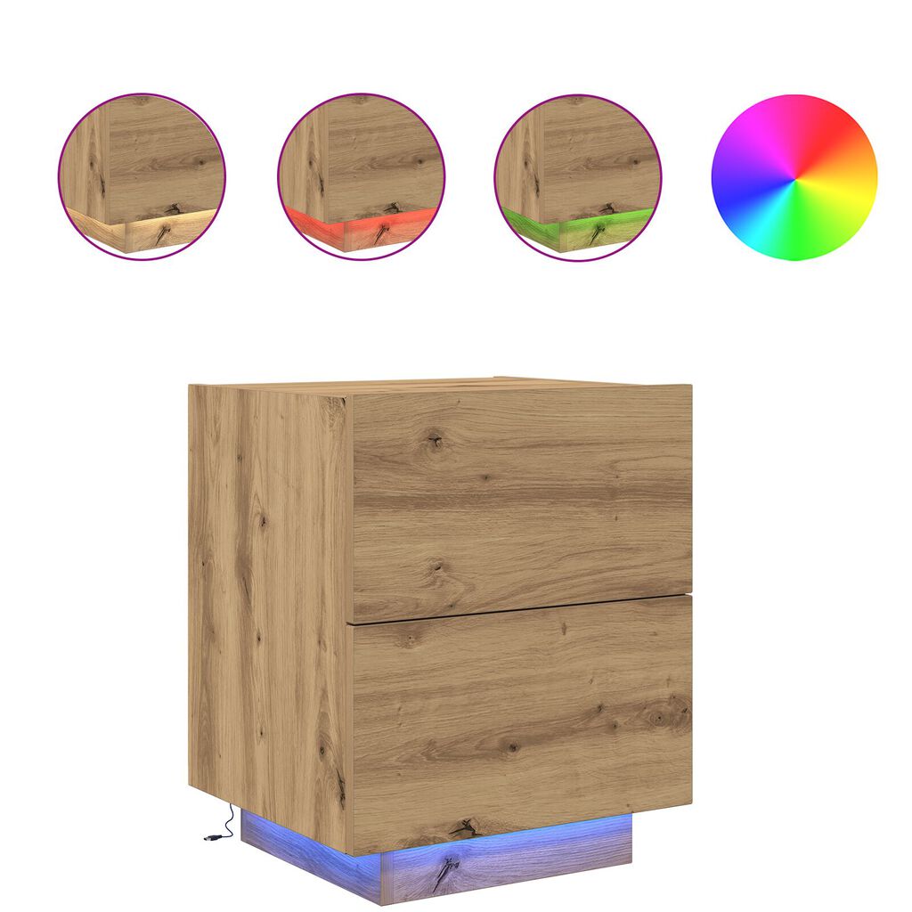 Κομοδίνο vidaXL με LED Φωτιστικά Artisan Oak 45x40x55 εκ.