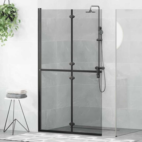 vidaXL Τοίχος ντους Walk-in Μαύρο και σκούρο διαφανές 110 x 190 cm