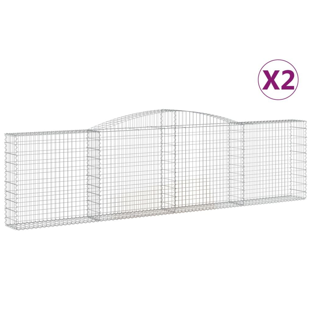 vidaXL Συρματοκιβώτια Τοξωτά 2 τεμ. 400x30x100/120 εκ. Γαλβαν. Ατσάλι