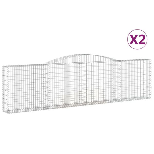 vidaXL Συρματοκιβώτια Τοξωτά 2 τεμ. 400x30x100/120 εκ. Γαλβαν. Ατσάλι