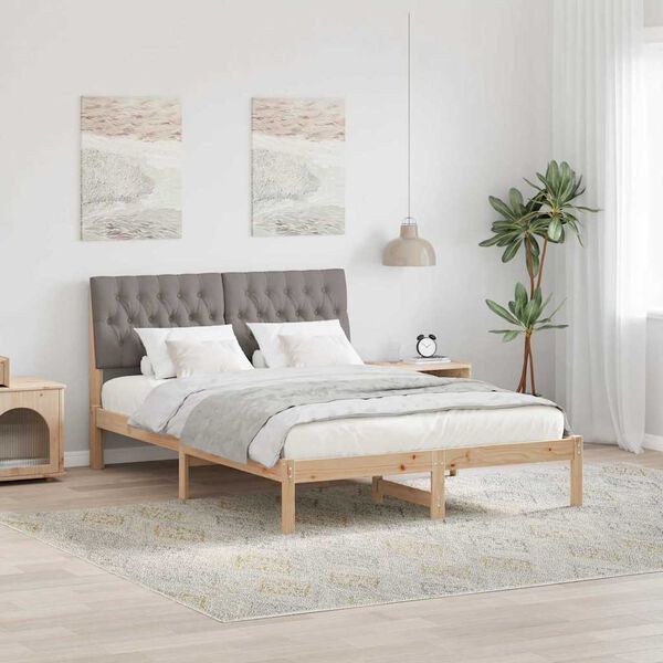 vidaXL Σκελετός Κρεβατιού Taupe 140 x 190 cm Στερεά ξυλεία πεύκου