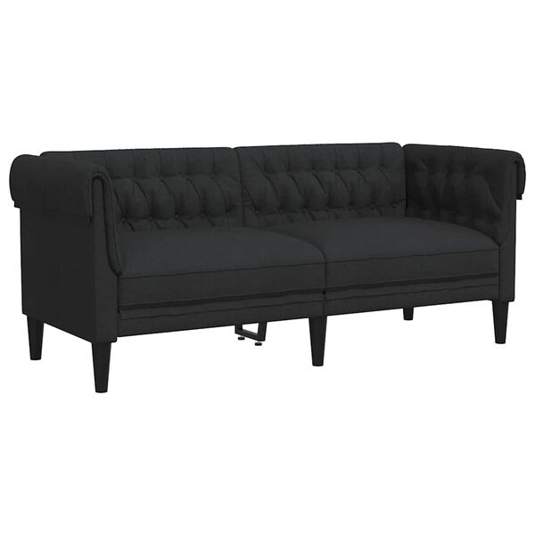 vidaXL Καναπές Διθέσιος Chesterfield Μαύρος Υφασμάτινος
