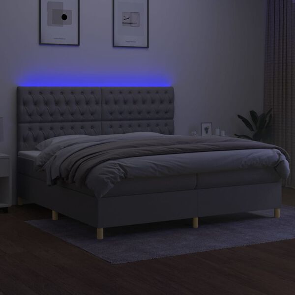 vidaXL &Kappa;&rho;&epsilon;&beta;ά&tau;&iota; Boxspring &mu;&epsilon; &Sigma;&tau;&rho;ώ&mu;&alpha; & LED &Alpha;&nu;.&Gamma;&kappa;&rho;&iota; 200x200&epsilon;&kappa;. &Upsilon;&phi;&alpha;&sigma;&mu;ά&tau;&iota;&nu;&omicron;