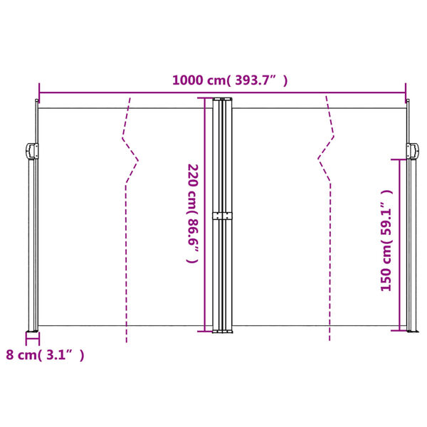 vidaXL Σκίαστρο Πλαϊνό Συρόμενο Ανθρακί 220 x 1000 εκ.