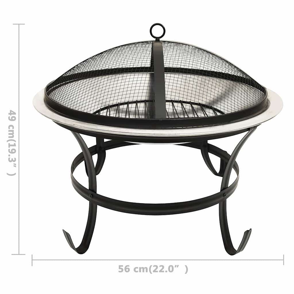 vidaXL Τζάκι Εξωτ. Χώρου/Ψησταριά 56x56x49 εκ. Αν. Ατσάλι & Σκαλιστήρι