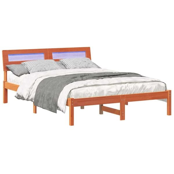 vidaXL Σκελετός Κρεβατιού Καφέ κεριού 140 x 190 cm Μασίφ ξύλο πεύκου