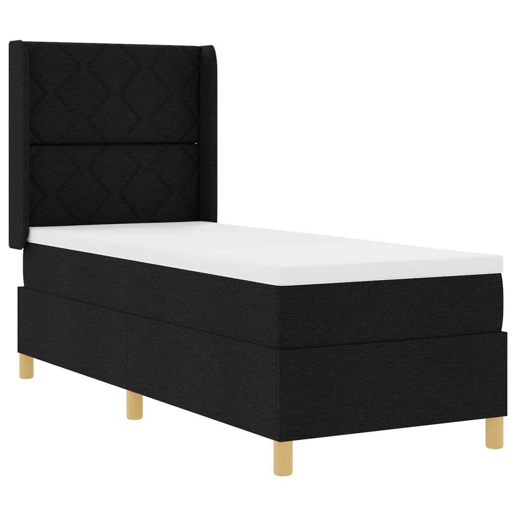 vidaXL Κρεβάτι Box Spring με Στρώμα & LED Μαύρο 80x200 εκ. Ύφασμα