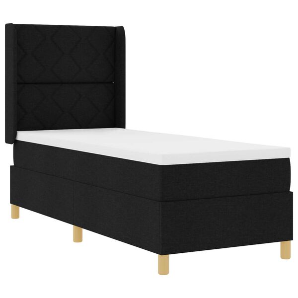 vidaXL Κρεβάτι Box Spring με Στρώμα & LED Μαύρο 80x200 εκ. Ύφασμα