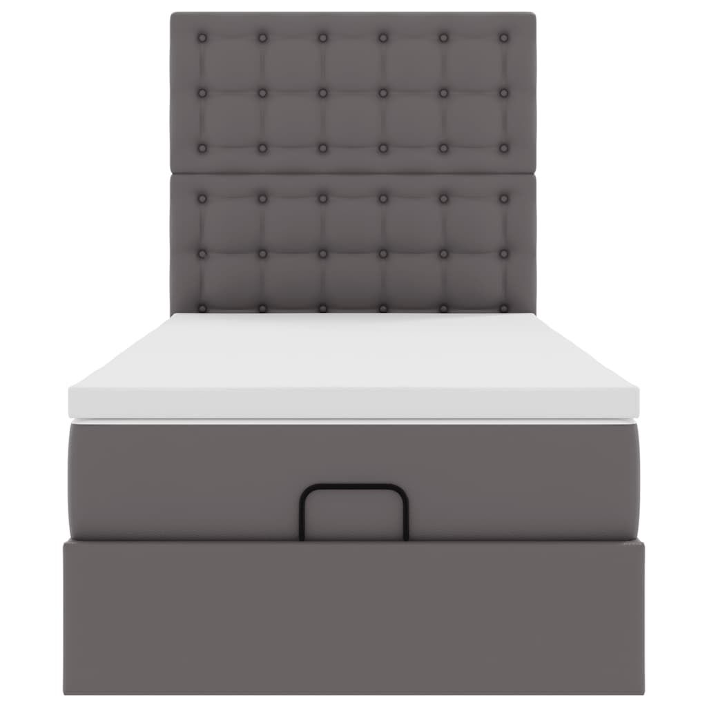 vidaXL Οθωμανικό κρεβάτι με στρώμα Γκρι 90x200cm Faux Leather