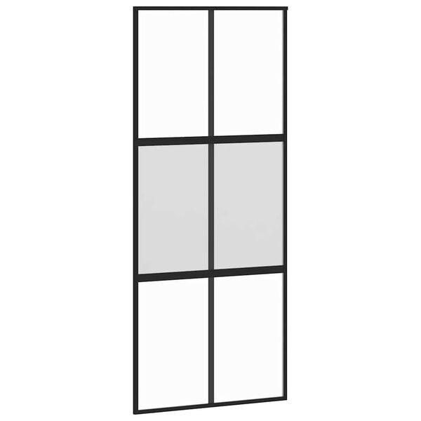 vidaXL Συρόμενη πόρτα με σετ υλικού 90x205 cm από γυαλί&Αλουμίνιο