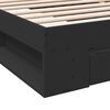 vidaXL Πλαίσιο Κρεβατιού με Συρτάρια Μαύρο 75x190εκ Επεξεργασμένο Ξύλο