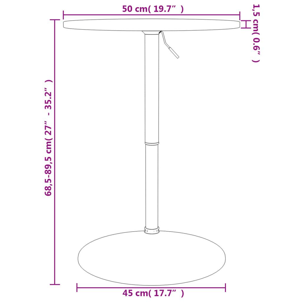 vidaXL Τραπέζι Μπαρ Σκούρο Καφέ Ø50x89,5 εκ. από Μασίφ Ξύλο Δρυός