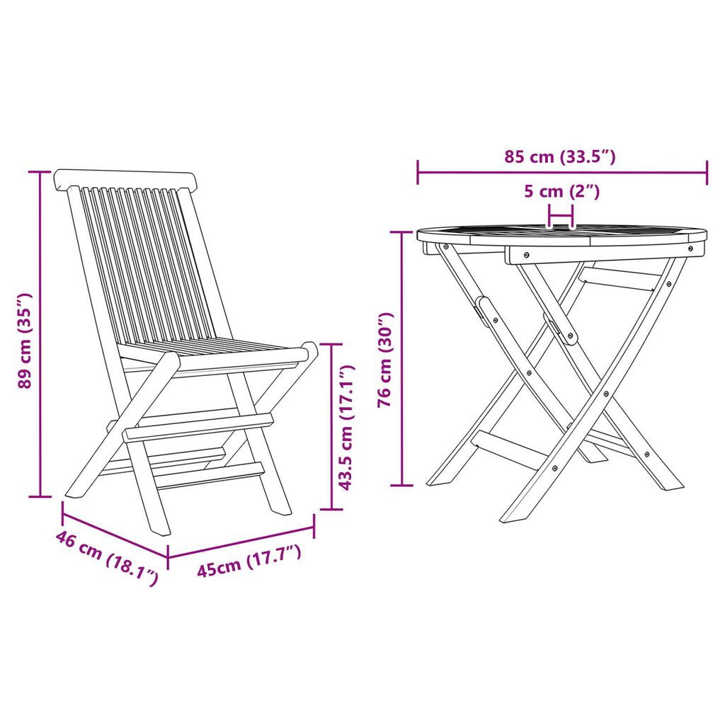 vidaXL Σετ Bistro 3 κομματιών από Ξύλο Ακακίας