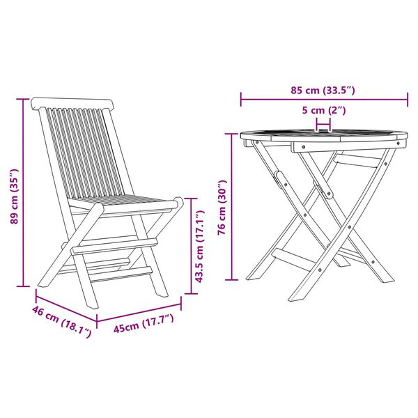 vidaXL Σετ Bistro 3 κομματιών από Ξύλο Ακακίας