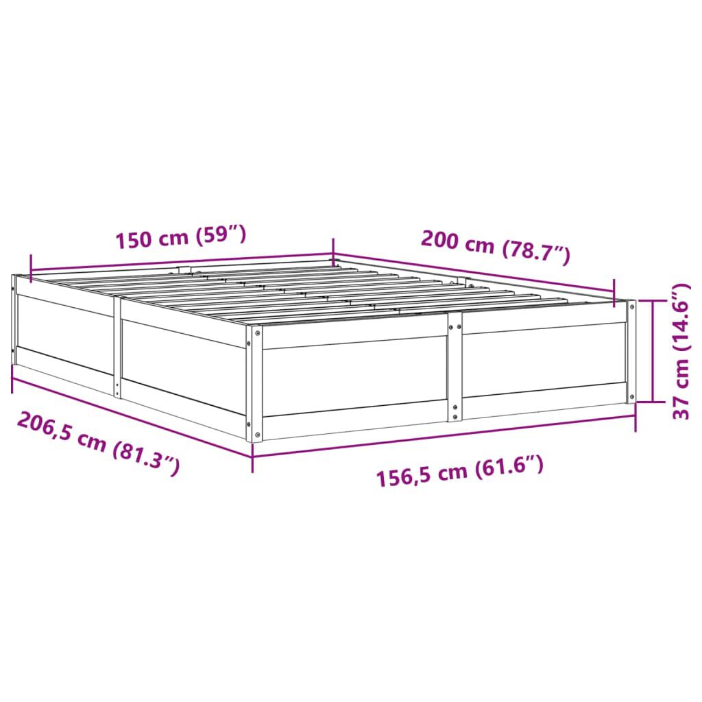 vidaXL Σκελετός Κρεβ. Χωρίς Στρώμα Καφέ Κεριού 150x200 εκ Μασίφ Πεύκο