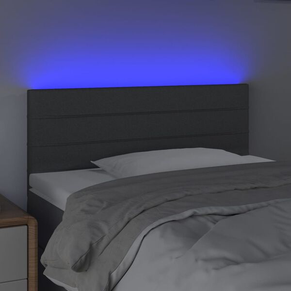 vidaXL Κεφαλάρι Κρεβατιού LED Σκούρο Γκρι 90x5x78/88 εκ. Υφασμάτινο