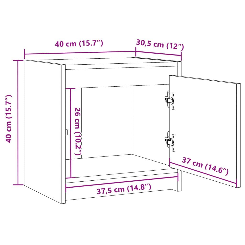 vidaXL Κομοδίνα 2 τεμ. Καφέ Μελί 40x30,5x40 εκ. από Μασίφ Ξύλο Πεύκου