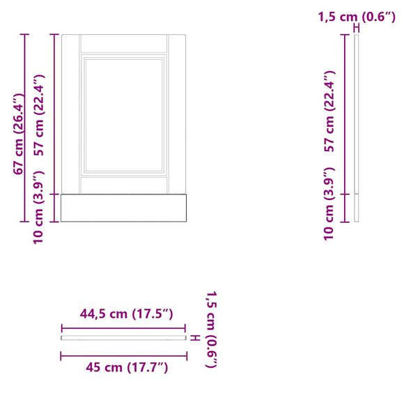 vidaXL Πίνακας πλυντηρίου πιάτων Porto Λευκό 45x1,5x67 cm