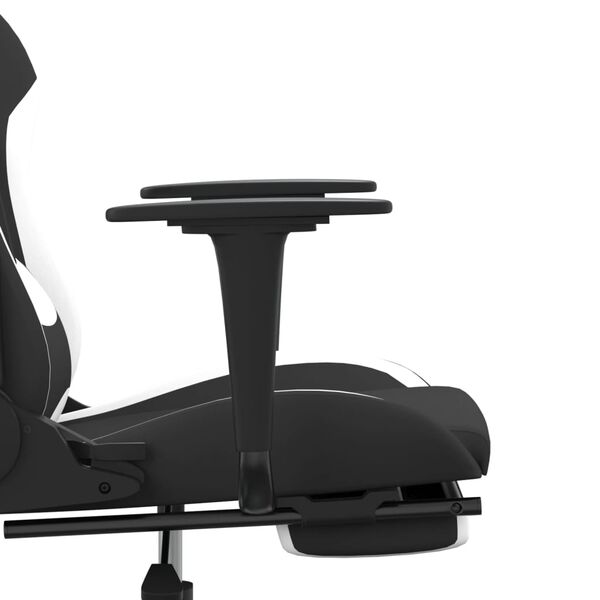 vidaXL Καρέκλα Gaming Μαύρο/Λευκό Ύφασμα με Υποπόδιο