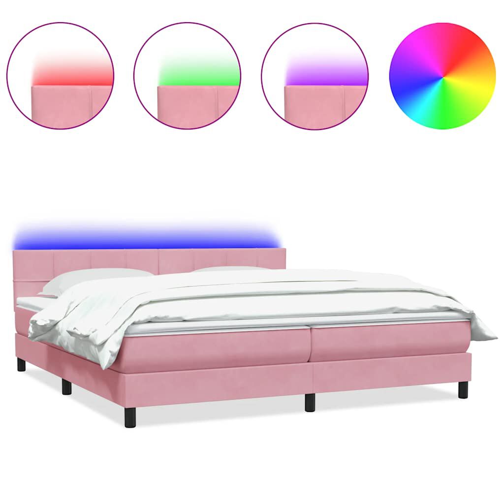 vidaXL Box Spring κρεβάτι με στρώμα ροζ 180x220 cm Βελούδινο