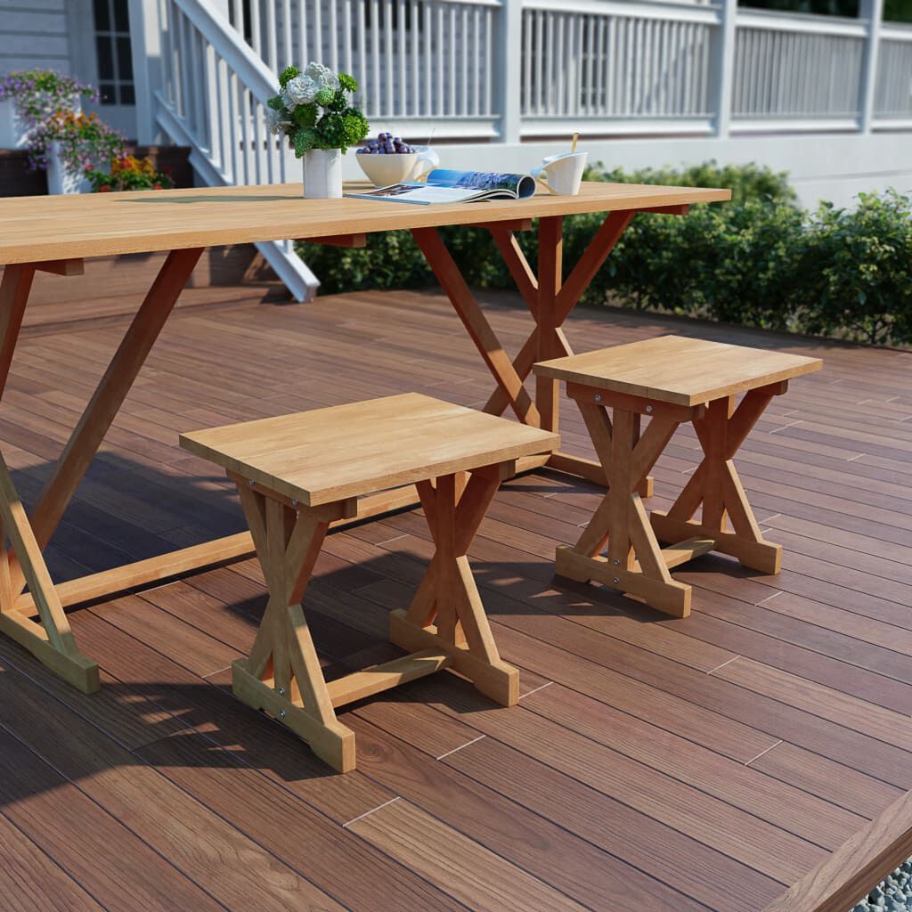 vidaXL Σκαμπό Κήπου 2 τεμ. 42 x 35 x 45 εκ. από Μασίφ Ξύλο Teak
