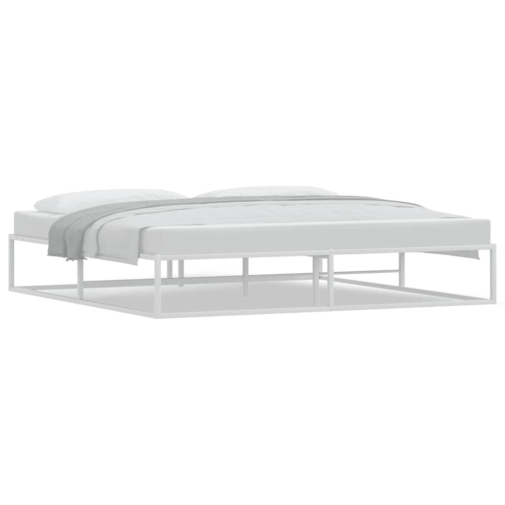vidaXL Πλαίσιο κρεβατιού χωρίς στρώμα Λευκό 200x200 cm Μεταλλικό