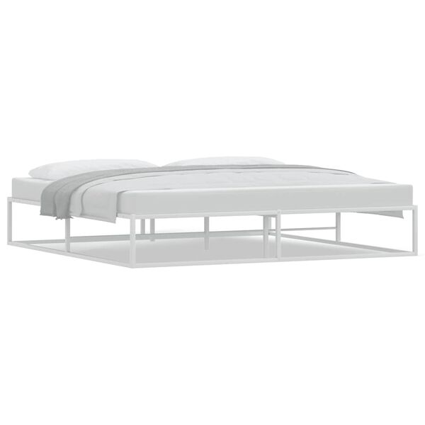 vidaXL Πλαίσιο κρεβατιού χωρίς στρώμα Λευκό 200x200 cm Μεταλλικό