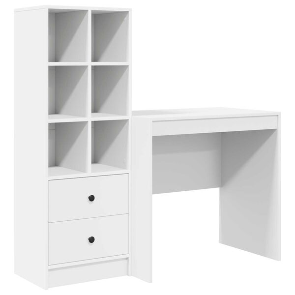 vidaXL Γραφείο με αποθηκευτικό χώρο 2 pcs Λευκό 80 x 50 x 76 εκ.
