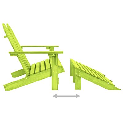 vidaXL Καρέκλα Κήπου Adirondack Διθέσια Πράσινη Ξύλο Ελάτης & Υποπόδιο