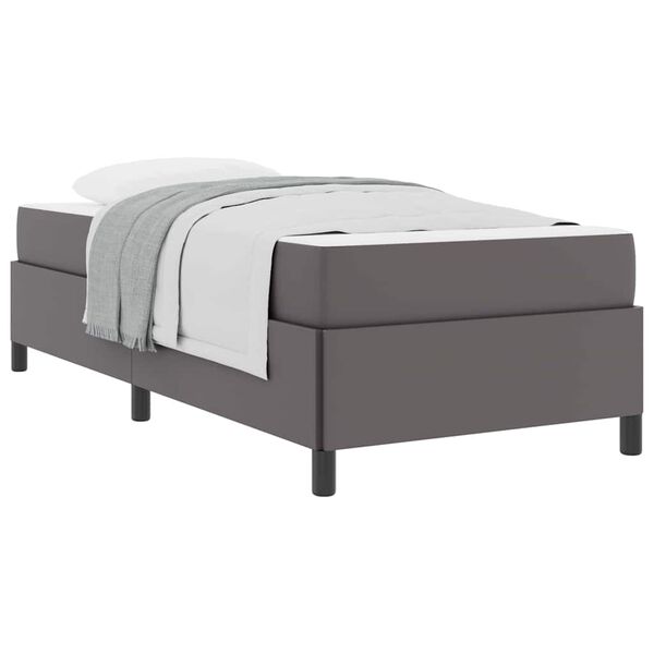 vidaXL Σκελετός κρεβατιού με στρώμα Γκρι 80 x 200 cm Τεχνητό δέρμα