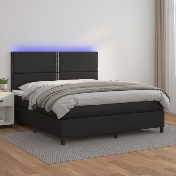 vidaXL &Kappa;&rho;&epsilon;&beta;ά&tau;&iota; Boxspring &mu;&epsilon; &Sigma;&tau;&rho;ώ&mu;&alpha; & LED &Mu;&alpha;ύ&rho;&omicron; 180x200 &epsilon;&kappa;. &Sigma;&upsilon;&nu;&theta;. &Delta;έ&rho;&mu;&alpha;