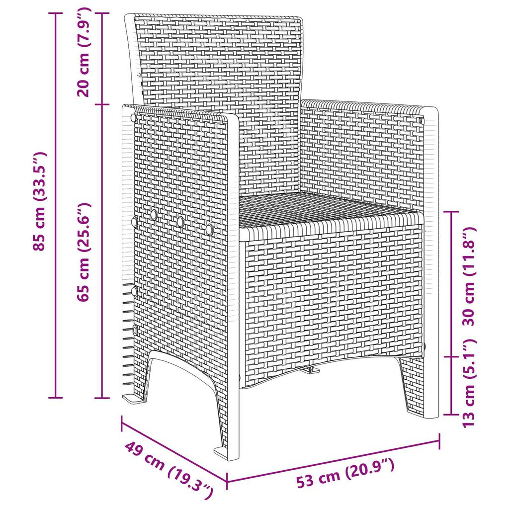 vidaXL Σέτ φαγητού για κήπο 13 pcs Ανθρακί Large Πολυράτταν