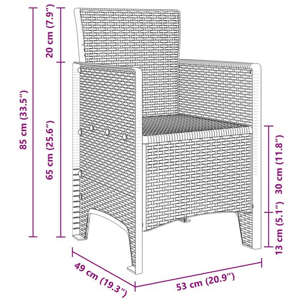 vidaXL Σέτ φαγητού για κήπο 13 pcs Ανθρακί Large Πολυράτταν