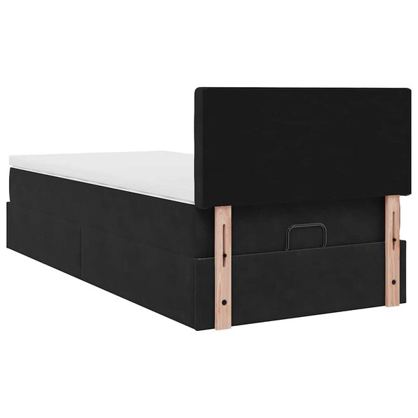 vidaXL Οθωμανικό κρεβάτι με στρώμα Μαύρο 90x190cm Velvet