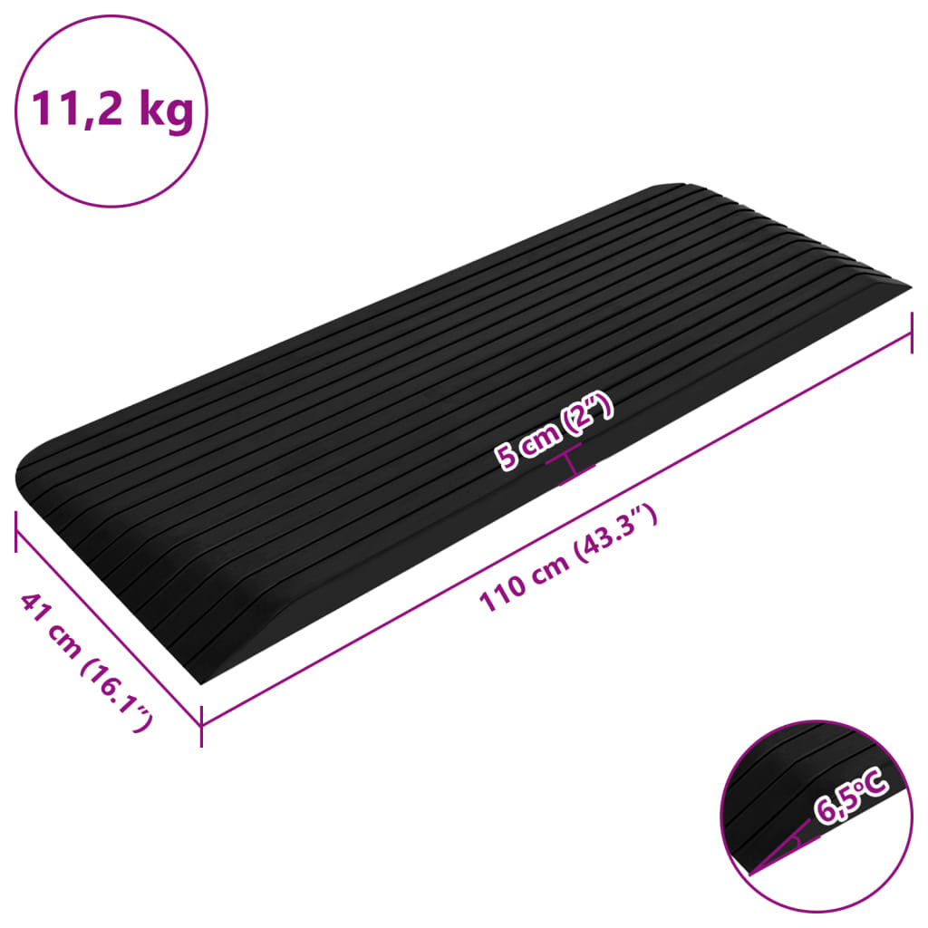 vidaXL Ράμπες Πεζοδρομίου / Πόρτας 2 τεμ. 110x41x5 εκ. από Καουτσούκ
