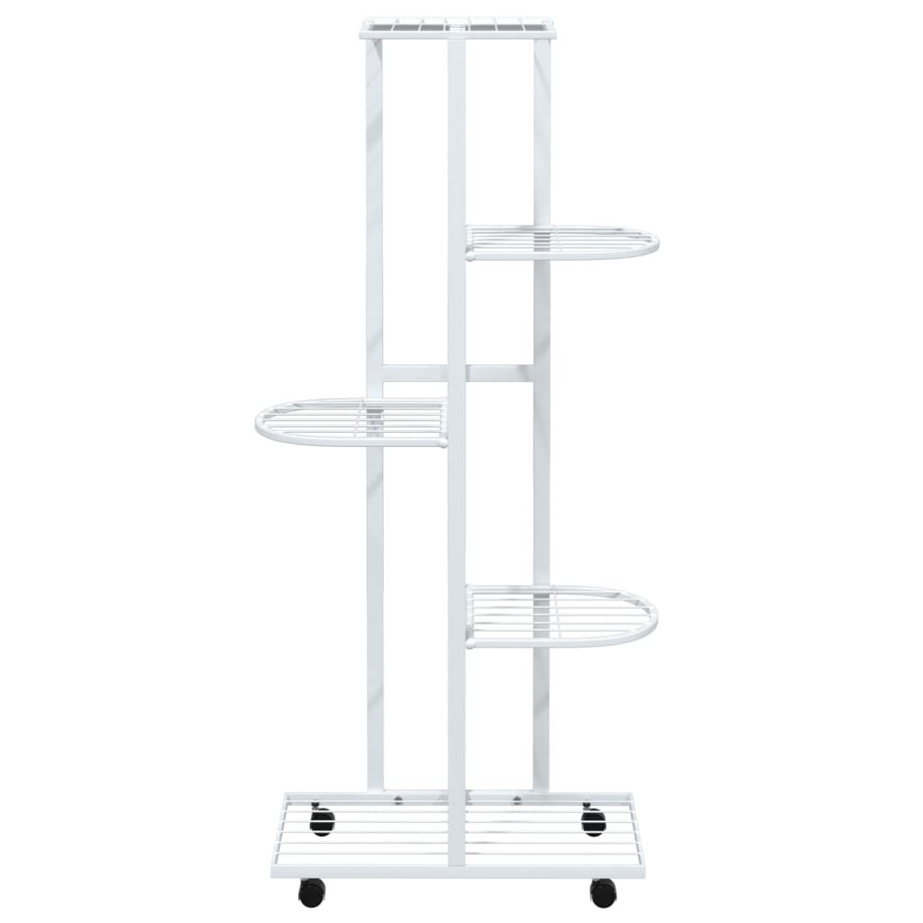 vidaXL Βάση Λουλουδιών 5 Επιπέδων με Ρόδες 83x25x103,5 εκ Λευκή Σίδερο