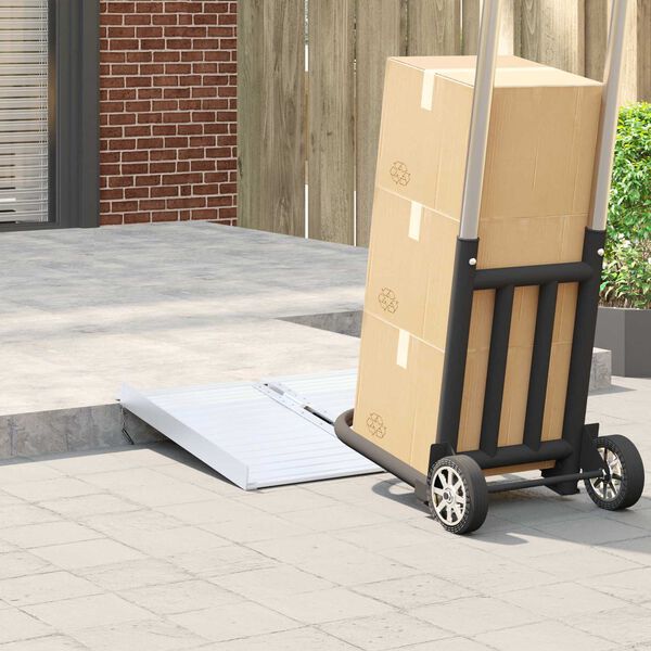 vidaXL Ράμπα Αμαξιδίου Ασημί 62 x 73 x 5 εκ. Αλουμίνιο