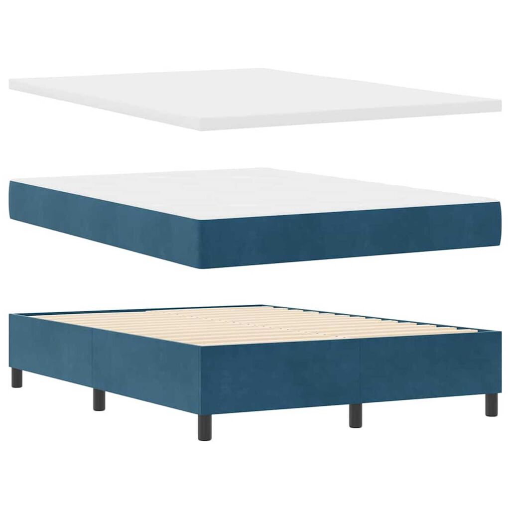 vidaXL Κρεβάτι Box Spring LED με Στρώμα Μπλε 140 x 200 cm Βελούδο